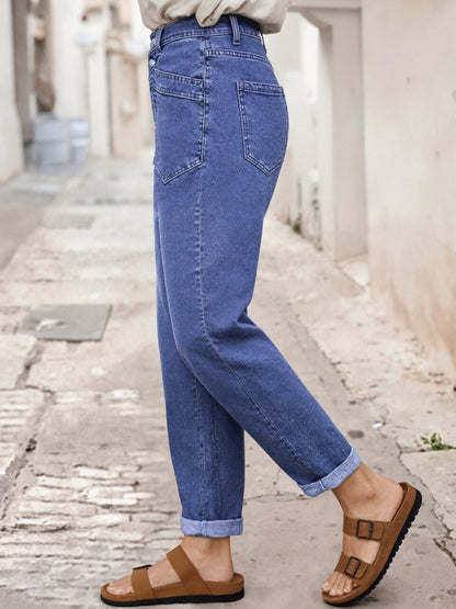 Women'S Stretch Mid-Rise Straight Jeans - Olive Green Button-Fly Belt Loops Slash Pockets Four Seasons Jeans for Casual & Semi-Formal Occasions Women'S Baggy Pants Women'S Jeans Street Fashion Women'S Pants Machine Washable
