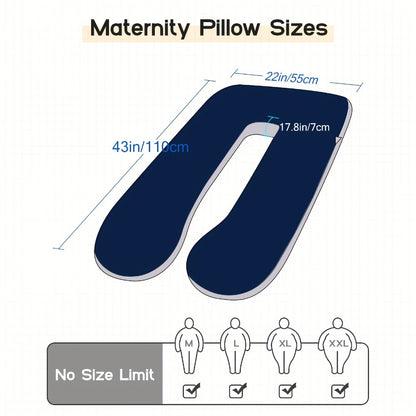 43-Inch Cooling J-Shaped Pregnancy Pillow - Washable Cooling Velvet Cover