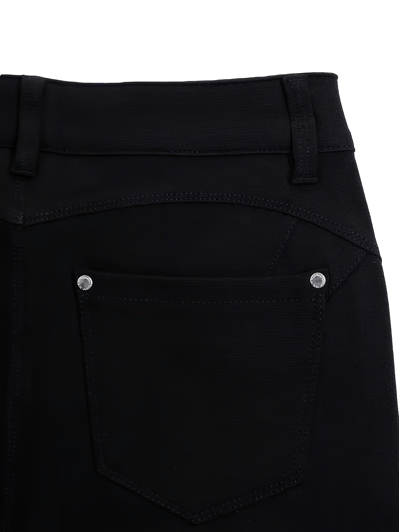 Women'S Plus Size High-Waisted Stretch Skinny Jeans - Elegant Dark Wash Black Tapered Leg with Beltless Design & Zipper Closure, for All-Season Casual to Formal Pants for Everyday & Formal Wear