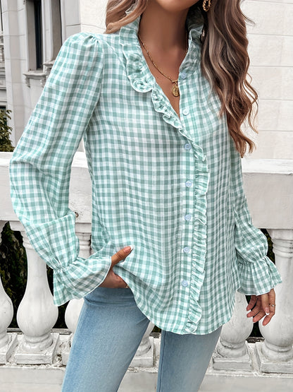 Women's Fall-Winter 2024 Professional Business Temperament Top French Contrast Button- Shirt