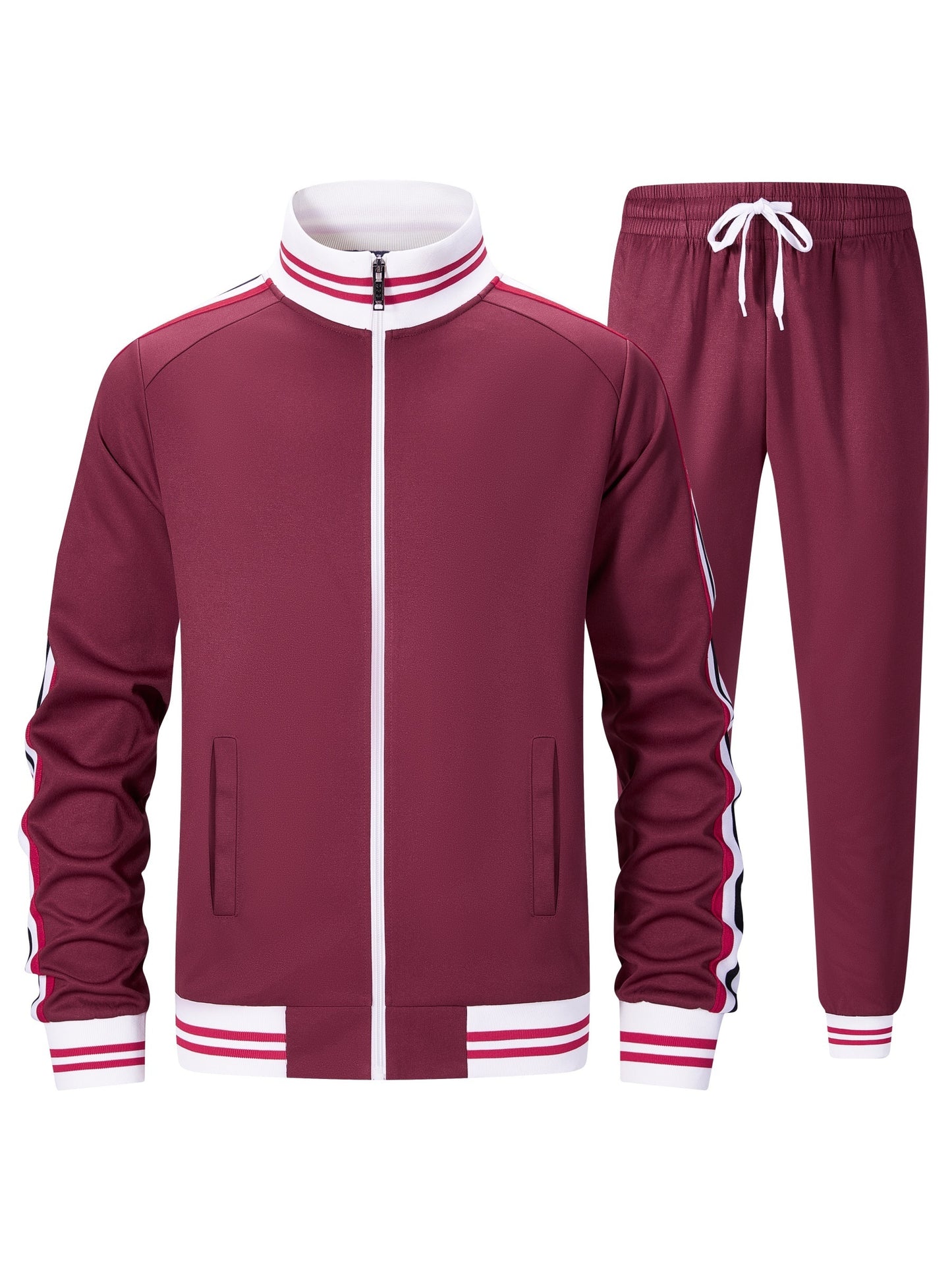 Men Track Suits Sets Long Sleeve Full-zip Sweatsuit Active Jackets And Pants 2pcs Outfits