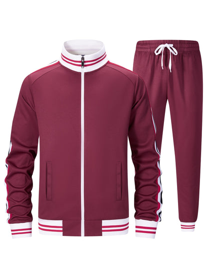Men Track Suits Sets Long Sleeve Full-zip Sweatsuit Active Jackets And Pants 2pcs Outfits