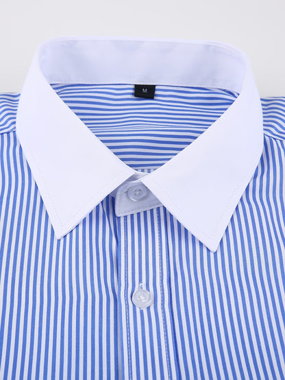 2026 French Cuff Dress Shirt 1pc For Men With FREE Random Cufflinks Set - Luxury Formal Wedding Shirt, Business Office Elegant Attire