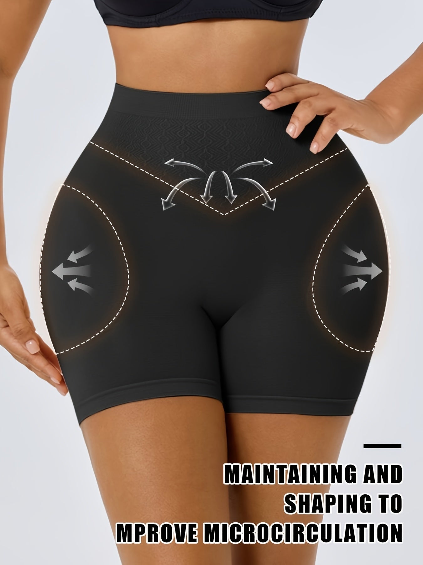 A Pair Of Women'S High-Waisted Shaping Shorts With Padded Buttocks - Designed To Flatten The Stomach And Lift The Hips, Featuring A High Waist That Creates Elegant Curves, Suitable For Year-Round Casual Wear
