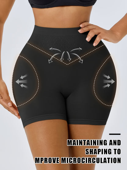 A Pair Of Women'S High-Waisted Shaping Shorts With Padded Buttocks - Designed To Flatten The Stomach And Lift The Hips, Featuring A High Waist That Creates Elegant Curves, Suitable For Year-Round Casual Wear