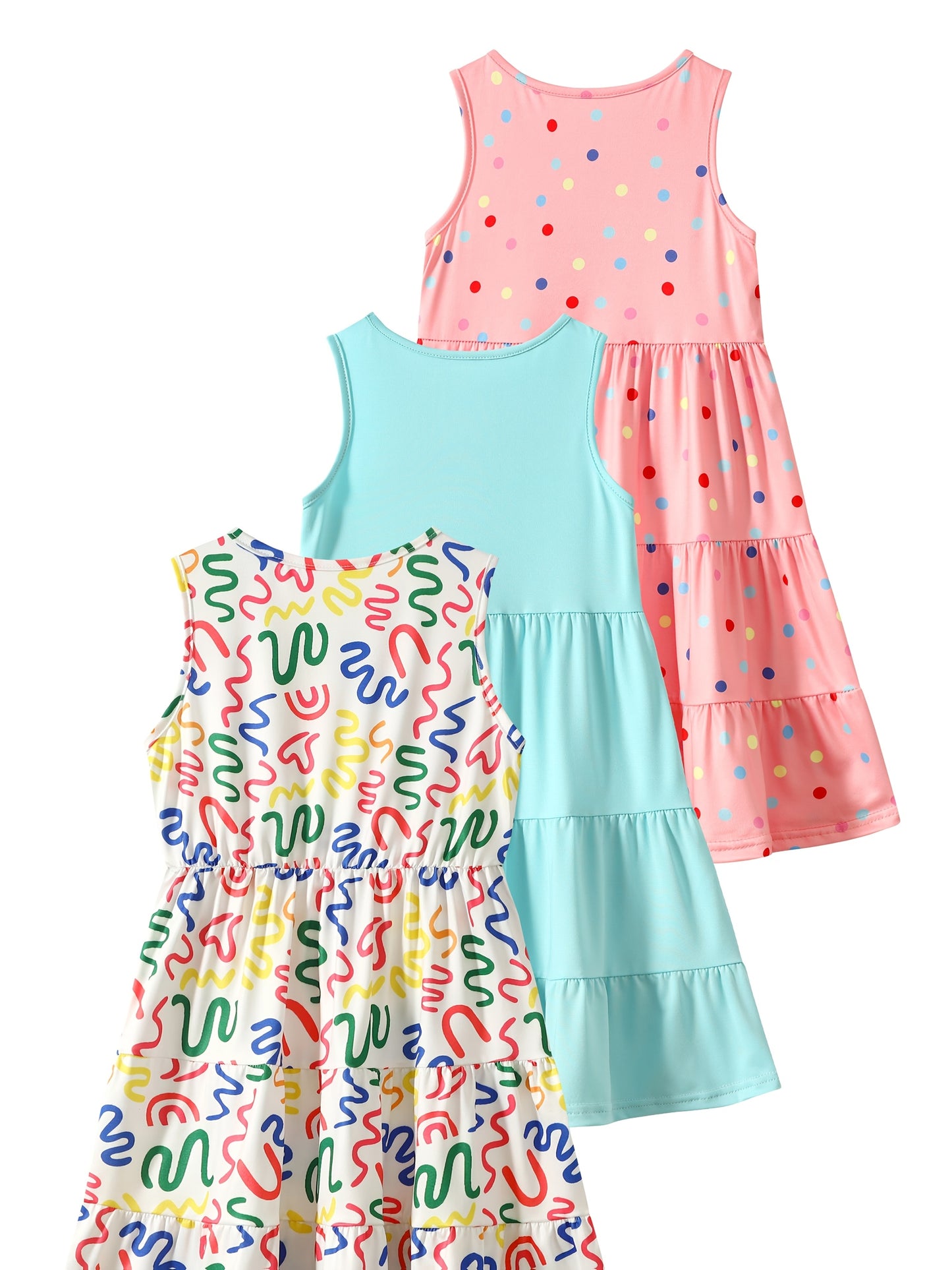 3pcs Summer Girls 8 Years Sleeveless Dress Holiday Gift Party Teenage Dresses Children Casual Dressy Pop Girls Dress 10 Years Chic Peplum Casual Skirt Sleeveless Suspenders