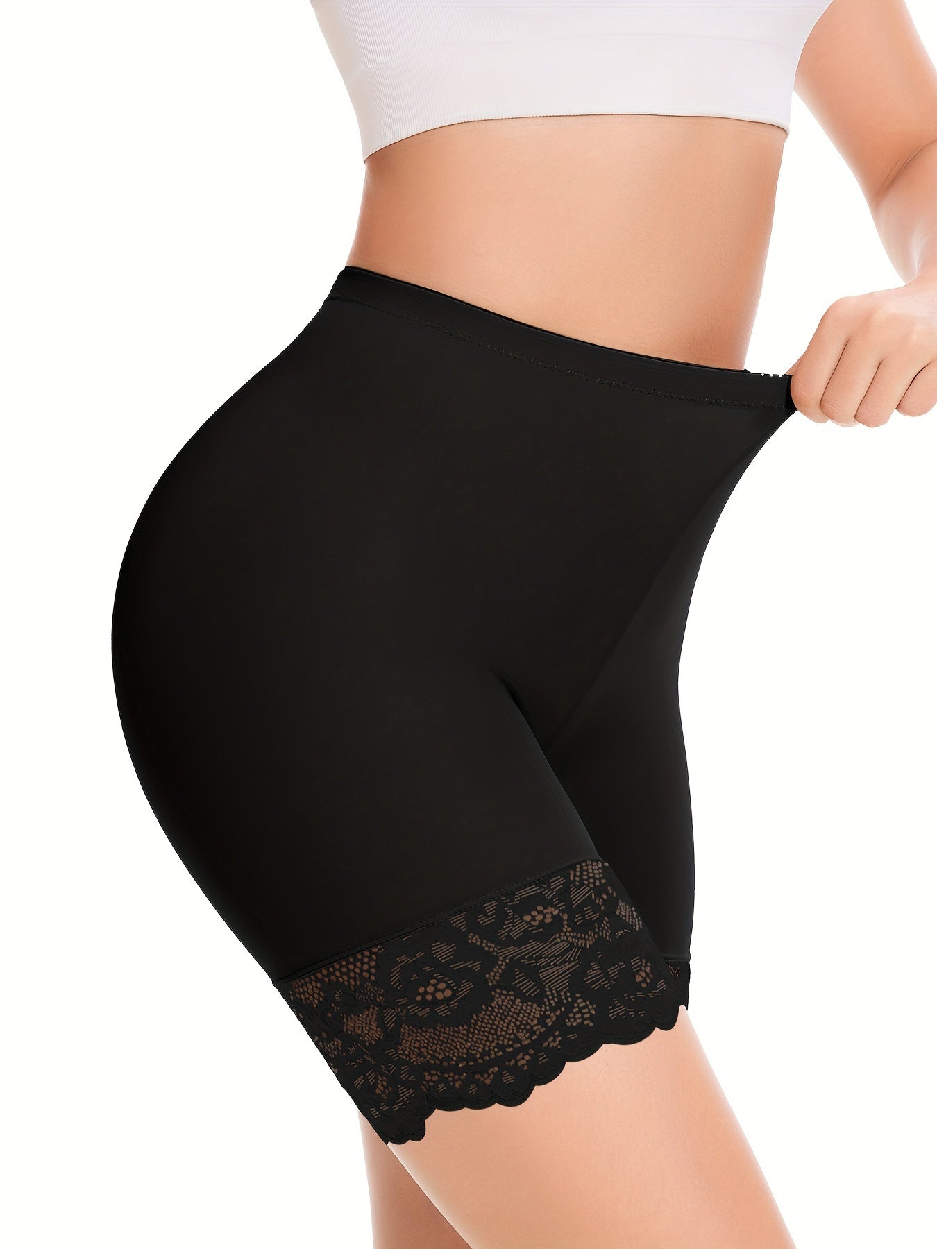 JUQDNX Seamless Lace Boyshort Panties - Tummy Control & Butt Lifting, Anti-Chafing Compression Slimmer Underwear for Women, Breathable / Blend, Ideal for Dresses & Shorts, Tummy Control Underwear