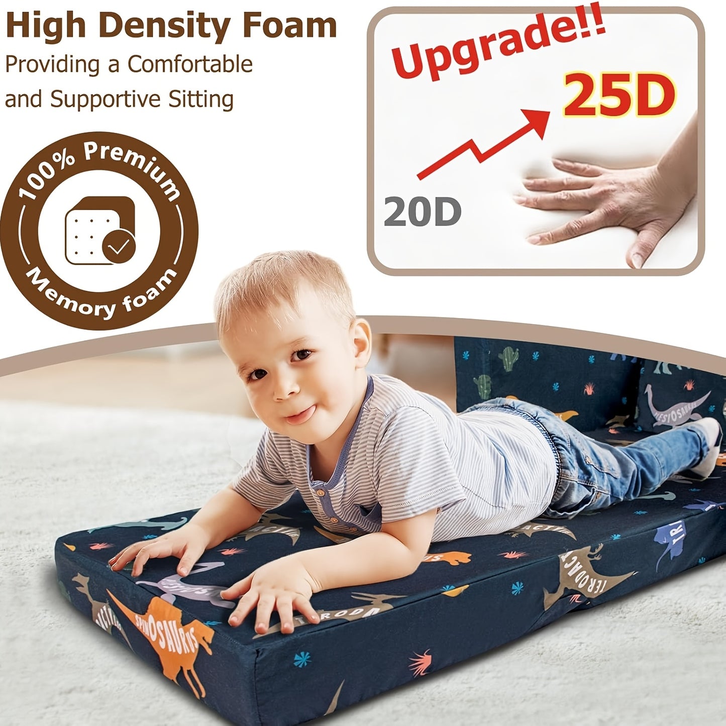 Convertible Kids Sofa Bed for Boys & Girls - Toddler Bed with Flip-Out Mechanism, Space-Saving Convertible Lounge Chair Suitable for, Daycare, Small Rooms, Frame