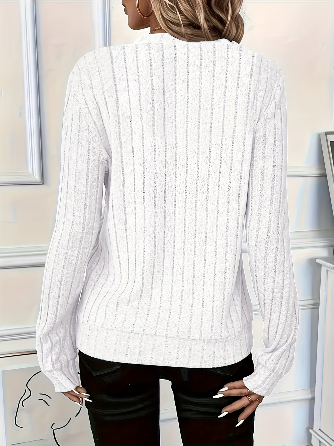 2025 Autumn/Winter New Women's Ribbed Solid Color Fabric Zipper Long-Sleeve Top for Women