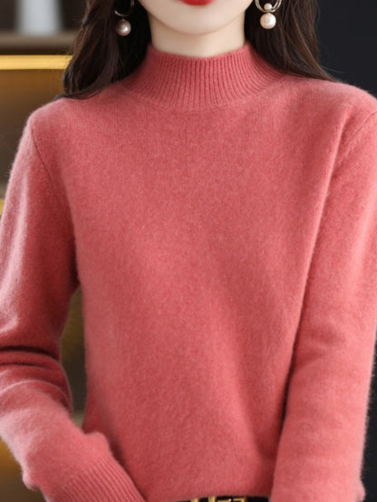 New Autumn And Winter Sweater Half Turtleneck Long Sleeve Loose And Slim Versatile Sweater Pullover Cardigan for Women