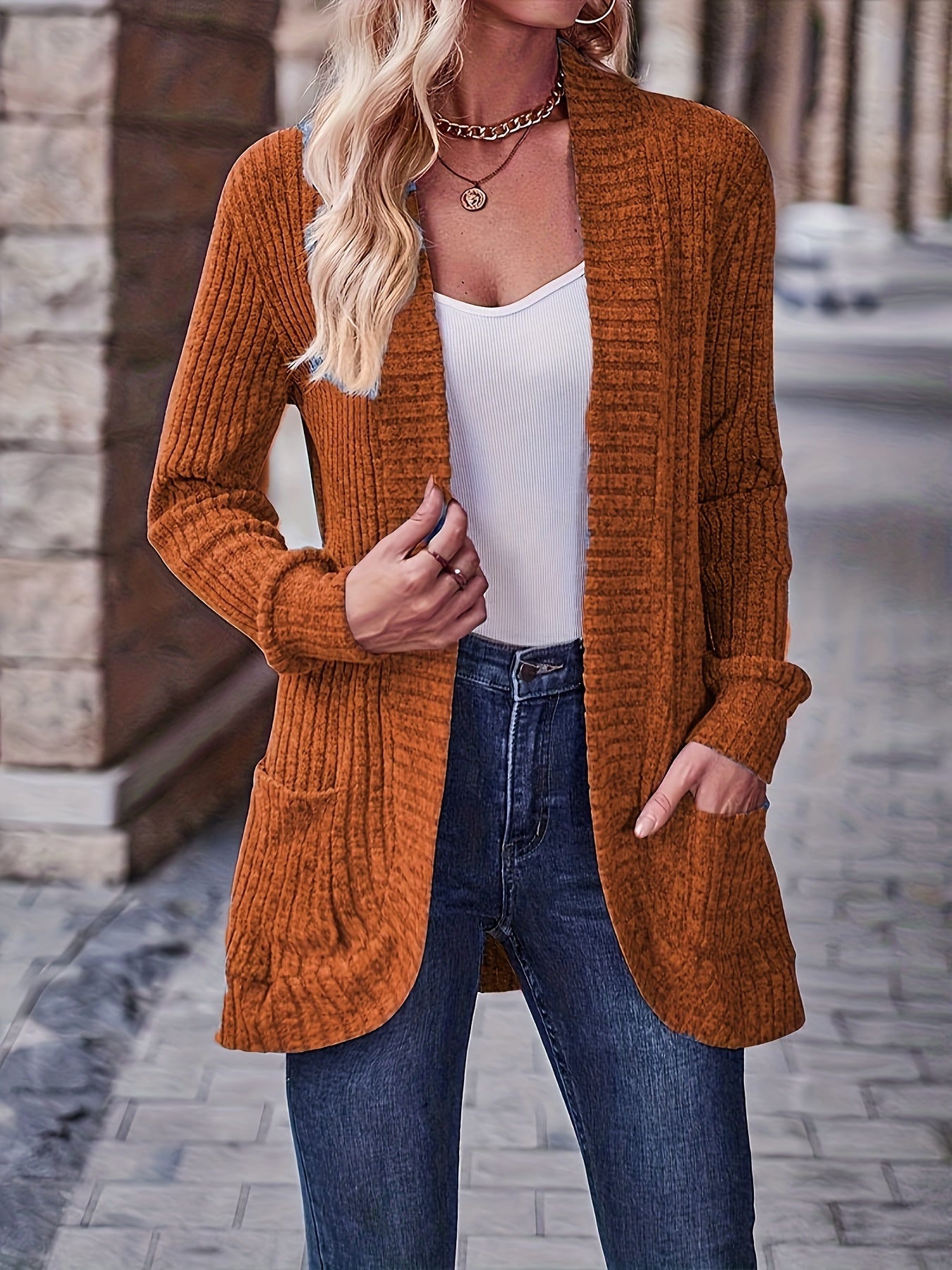[Orientation] Elegant Orientation + Fashionable Loose Casual Solid Color Thread Pocket Splicing Long Sleeve Blouse