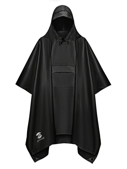 3-In-1 High Quality Hooded Rain Poncho with Side Pockets - Durable Polyester, Windproof for Outdoor Activities Like Camping, Hiking & Cycling