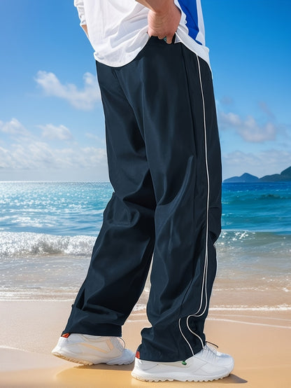 Men's Wide Leg Pants - Drawstring Waist Workwear Style