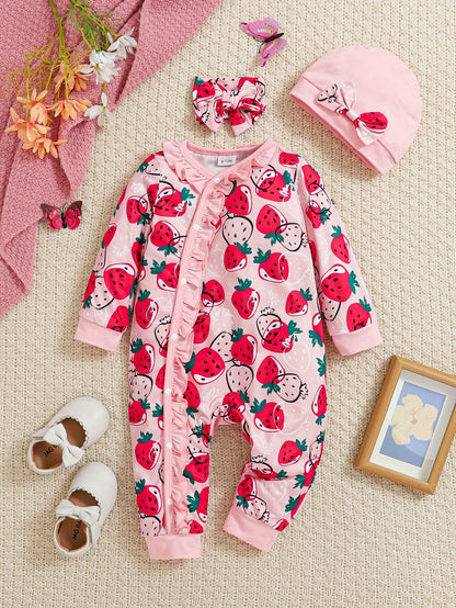 Pink Leopard Print "The Princess Has Arrived" Onesie with Matching Hat for Youngsters - Cozy Knitted Fabric, Casual Style, Regular Fit, Perfect for Fall/Winter, for Outdoor, Perfect for Outdoor