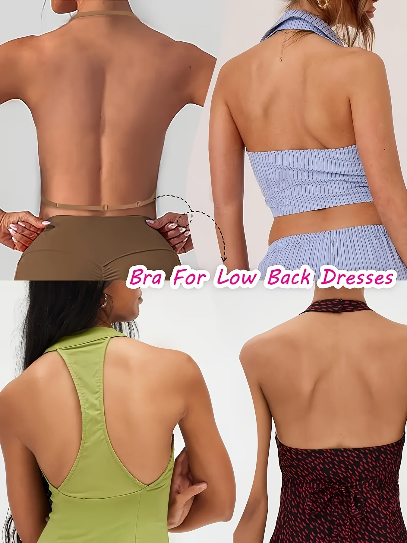 1/2/3pcs Nylon & Elastane Blend Summer Seamless Backless T-Shirt Bra for Women - Sexy, Wireless with Removable Pads, Hand Washable