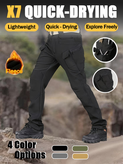 Men'S New Thickened Two-Piece Windproof Jacket And Hoodie Designed for Autumn And Winter, Featuring Multiple Pockets, Elastic Materials, And Warmth, Ideal for Hiking, Skiing, Fishing, And Outdoor Sports. Tactical Style with Breathable Fabrics