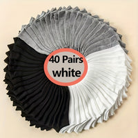40 Pairs (White) Solid Color Men's Socks