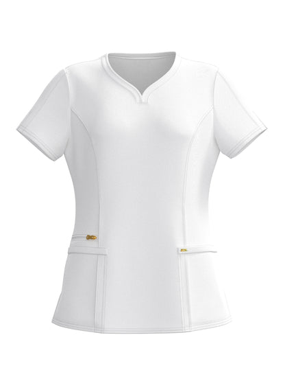 PandaFlex modern neck in Four-Way Stretch Fashion Scrubs Set V-Neck Short Sleeve Scrub Top & Straight Leg Cargo Pants for Nurses with zipper pockets 3372