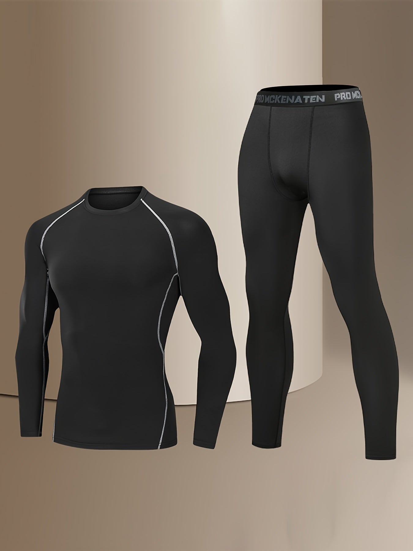2 Build Men'S Pressure Training Suit-tights, Tights, Suitable For Running And Exercise-basketball Fitness-sports Compression Long-sleeved T-shirt +High Elastic Fast-drying Tights Fitness Kit, Sportswear, Suitable For Spring, Summer