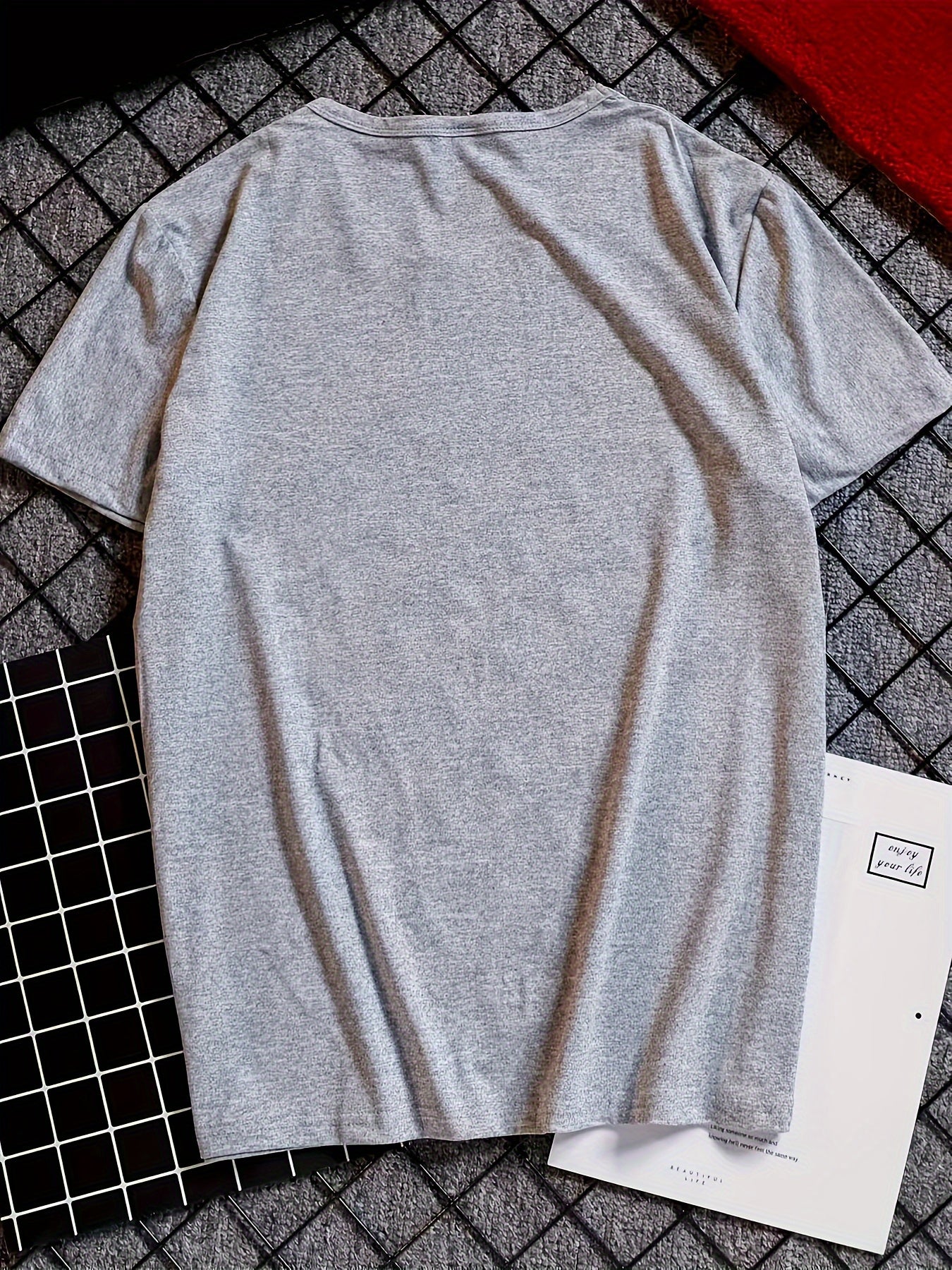 Women's Inspirational Word Cloud Print T-Shirt - Soft Breathable Round Neck Short Sleeve, Light Grey with Positive Affirmations, Medium Stretch Casual Top for Spring Summer Daily & Party Wear, Machine Washable