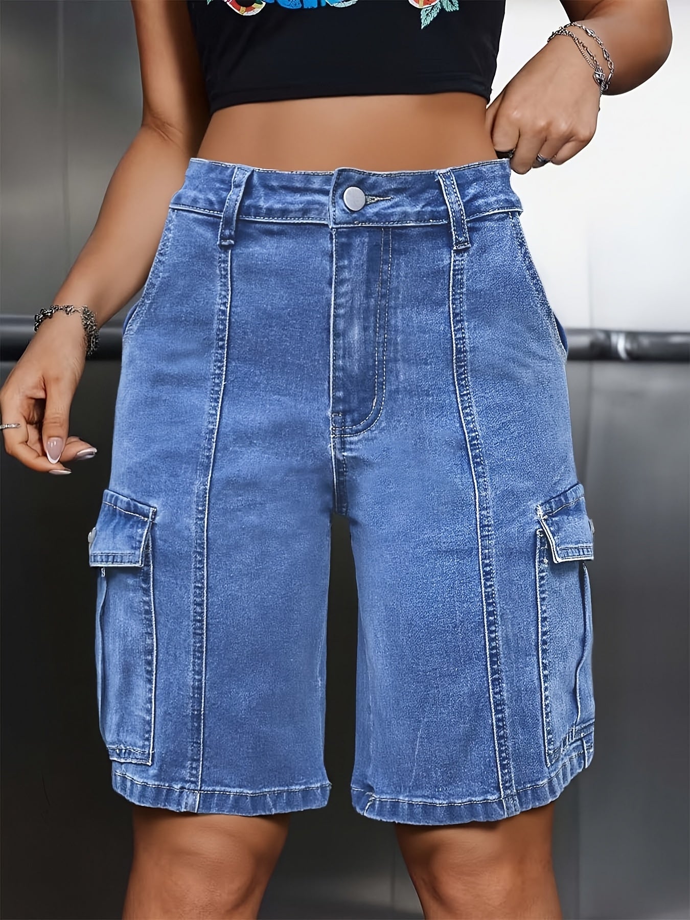 Women's Peacock Blue Denim Pants - product view 7