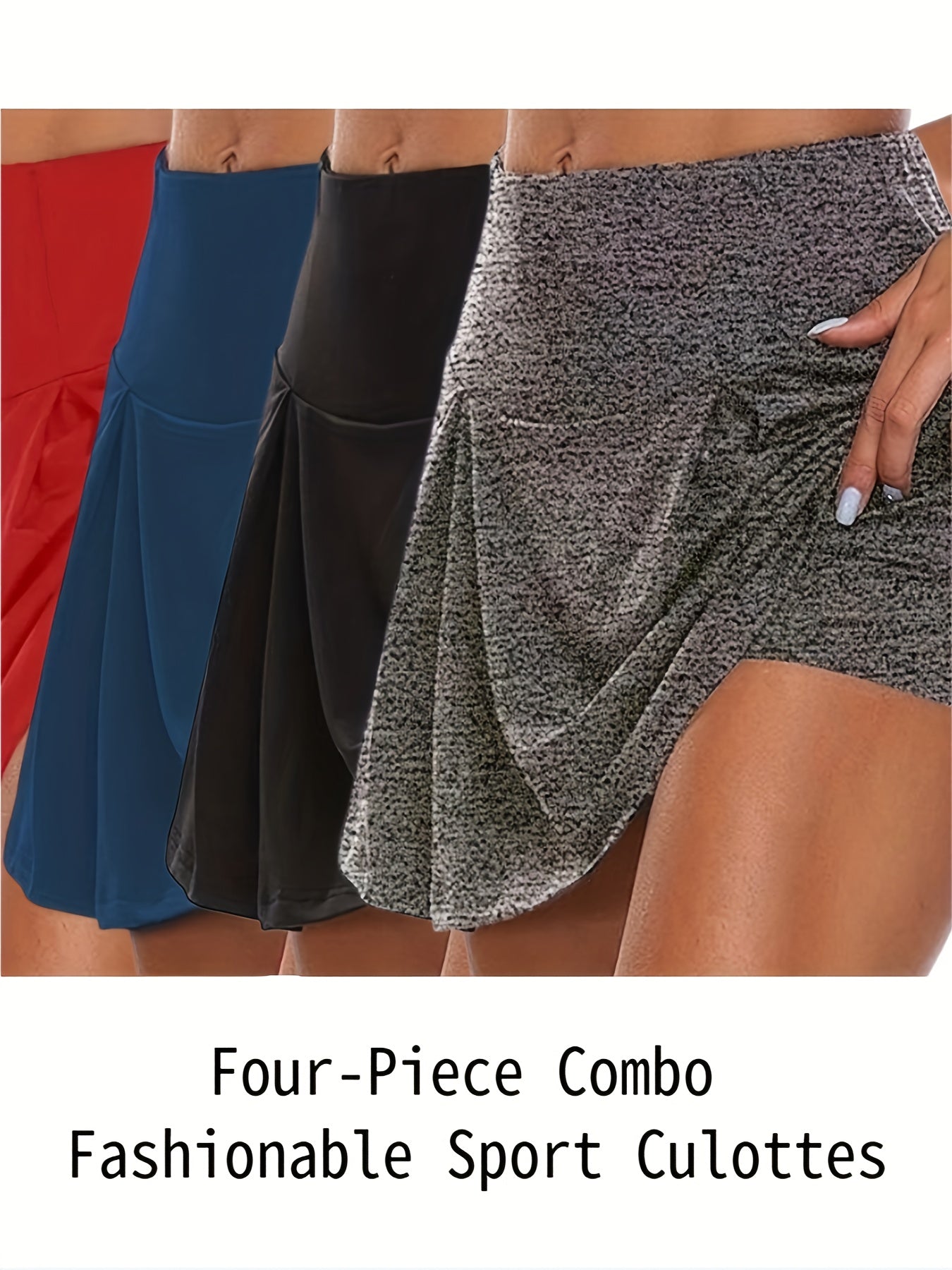 Women's Black+Red+Gray+Blue Shorts - product view 4