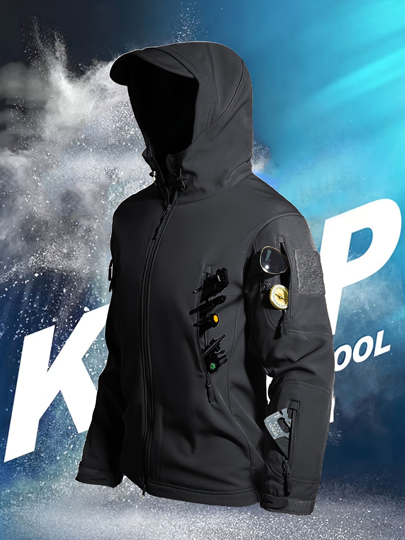 Winter-Ready High-Performance Jacket Men'S Jacket 7 Pockets Nondetachable Hood Performance Lined Soft Shell Winter Coats Windproof, Breathable Great for Camping, Fishing, Skiing Activities And Other Outdoor Activities