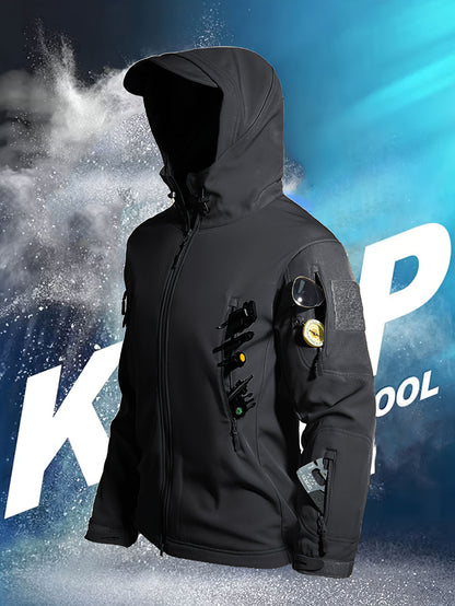 Winter-Ready High-Performance Jacket Men'S Jacket 7 Pockets Nondetachable Hood Performance Lined Soft Shell Winter Coats Windproof, Breathable Great for Camping, Fishing, Skiing Activities And Other Outdoor Activities
