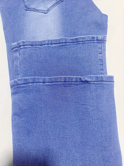 Women's High-Waisted Stretch Jeans - Wide-Leg Bell-Bottom Flared Pants with Cross-Waist , -Like Rayon//Spandex (75/23/2%), All-Season Casual to Dressy Wear, Wrinkle-Resistant Trousers