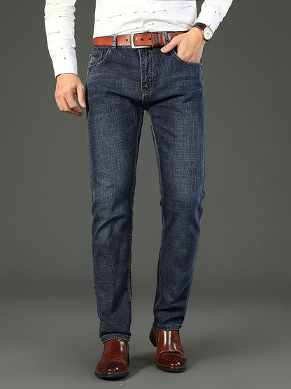 Men'S Classic Design Jeans, Semi-formal Stretch Jeans For Business