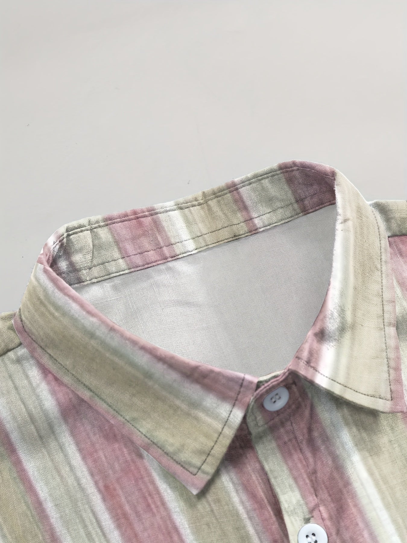 1pc Men'S Casual Striped Short Sleeve Shirt - Polyester 95%, Spandex 5% Blend, Summer Lapel Collar, Woven Fabric, Regular Fit with Button Details, Plus Size