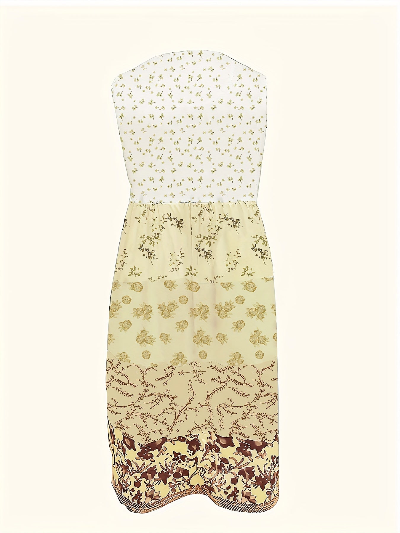 [Floral Print Vest Dress] Plus Size - Plus Size - Plus Size Floral Print Elegant Vest Dress - Sleeveless Round Neck Midi Dress in Vacation Style, Perfect for Women's Casual Outings