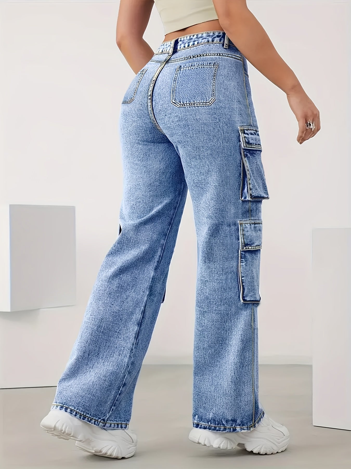 Increase The Size Of Plain Flip Pocket Book Bag Tooling Jeans Loose Version Of High Elastic Zipper Button Opening And Closing Four Seasons Can Wear Comfortable Plus Size Jeans.