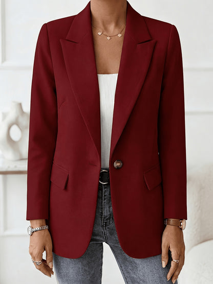 Spring And Autumn Long-Sleeved Solid Color Elegant Lapel Small Suit Jacket for Women, Suitable for Office