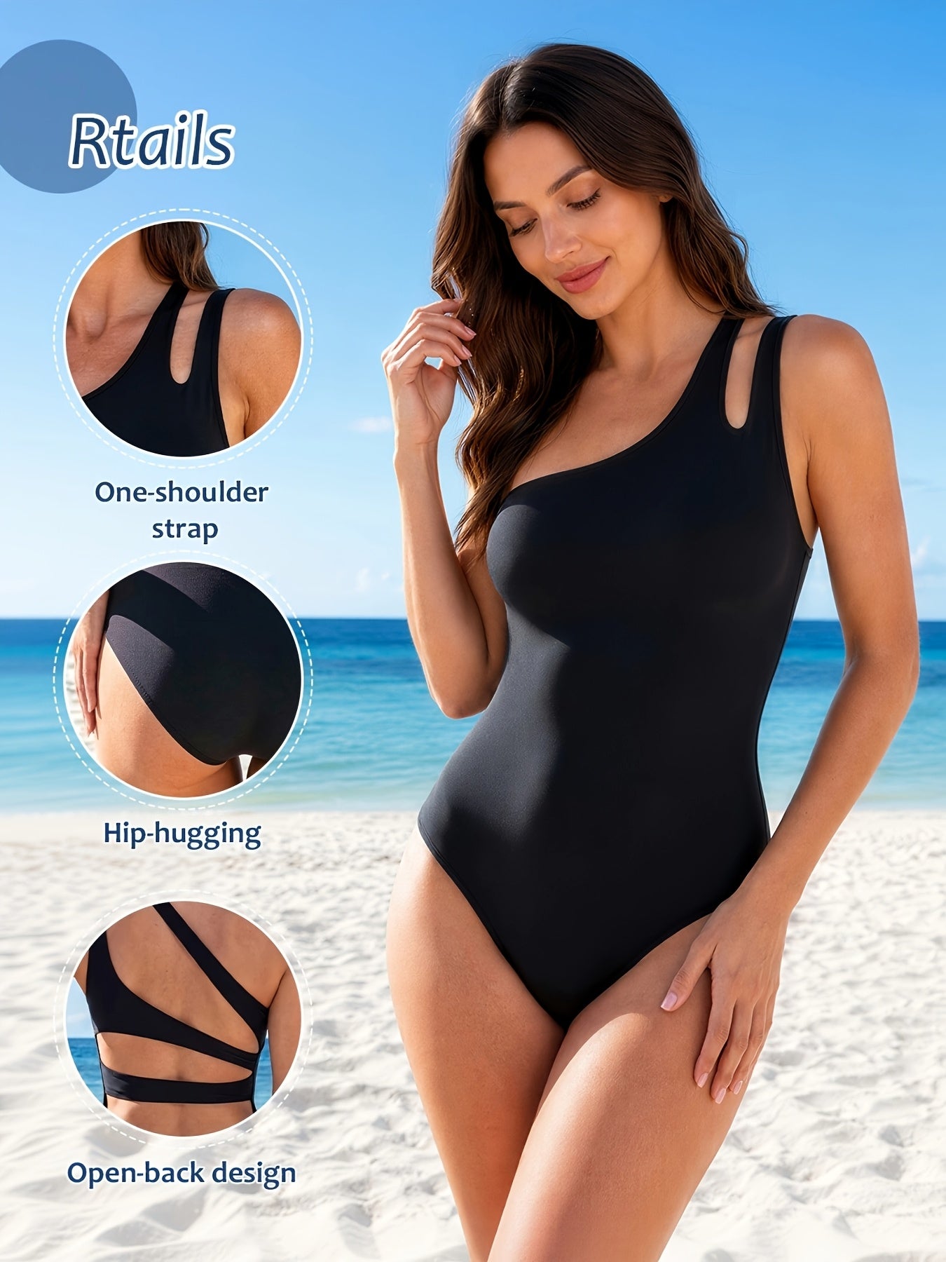 Women'S One-Shoulder One-Piece Swimsuit, Tummy Control Bathing Suit, Modest Full Coverage Keyhole Swimwear