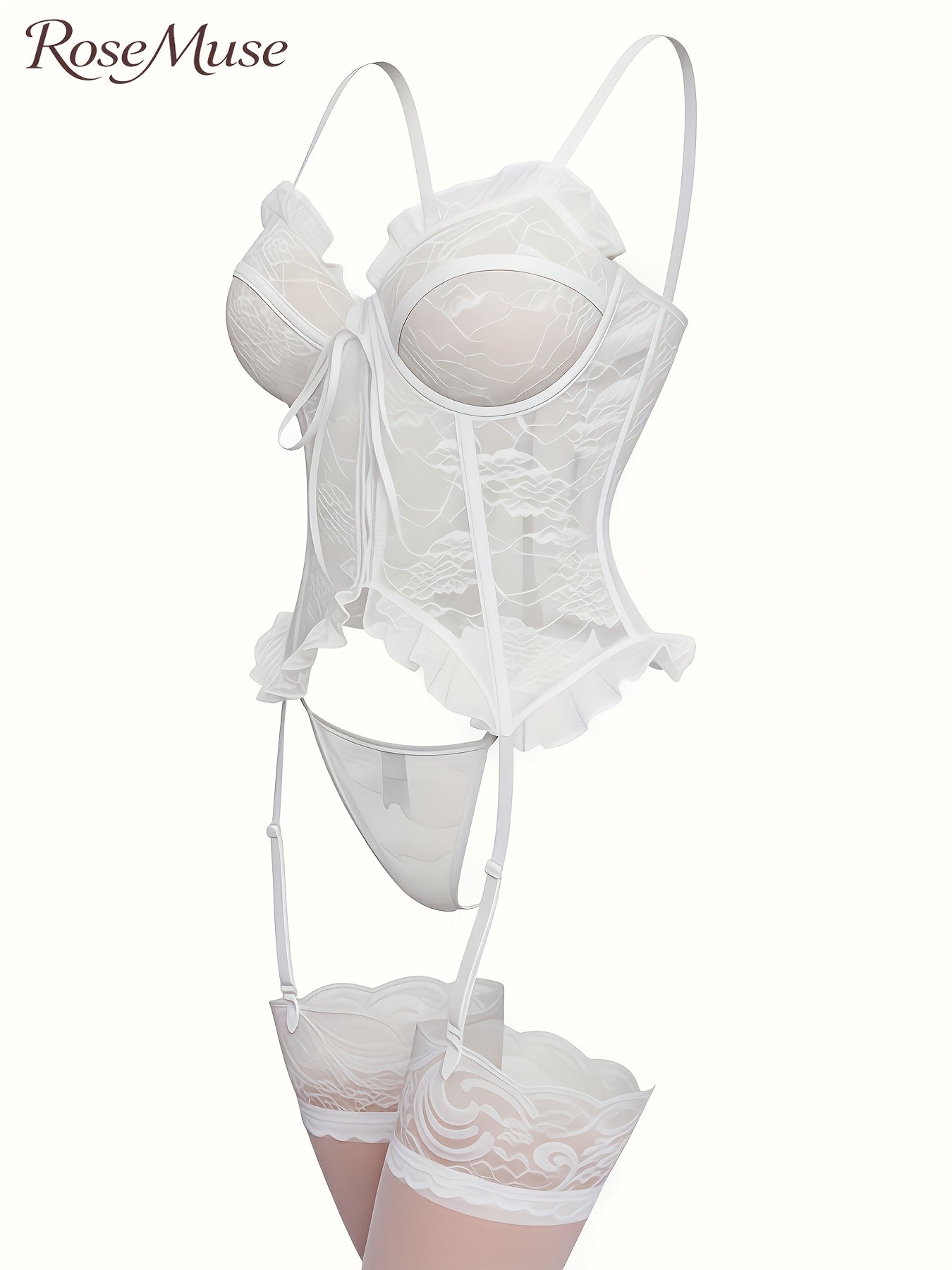 Women'S Sexy Lingerie Set with Garter Belt Lace Bodysuit Teddy Dolls Panty with Stockings, Women Teddy Lingerie Deep V Lace Lingerie Mini Babydoll Lingerie