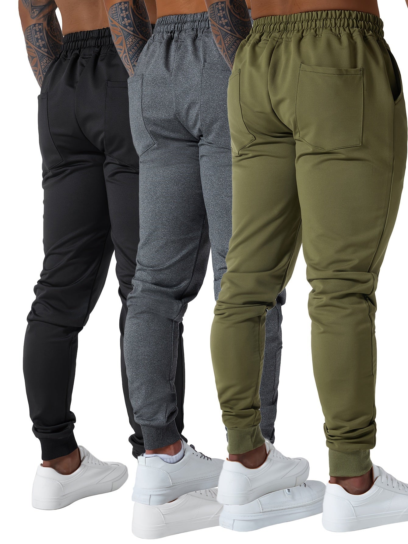 Set of 3 Men'S Athletic Joggers, Stylish Sweatpants for Sports