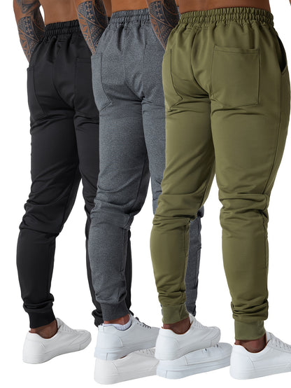 Set of 3 Men'S Athletic Joggers, Stylish Sweatpants for Sports