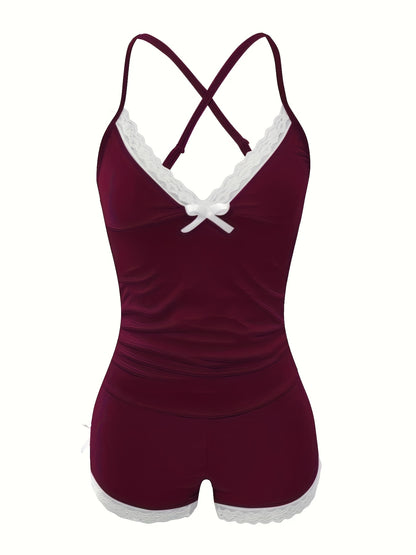 2025 New Temptation Collar Wave Pleats Sexy Home Duo Set, Women'S Pyjama Lingerie, Perfect Gift For Summer, Sexy Loungewear