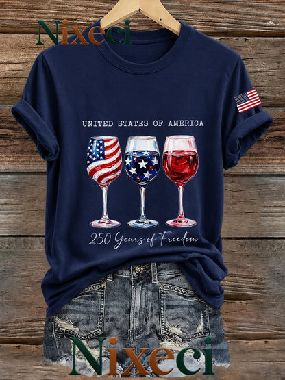 Nixeci Men's Vintage Cotton Graphic T-Shirt, 1pc Shipping, Casual Crew Neck Short Sleeve Tee, Father's Day Gift, Independence Day Patriotic Style, Football Game Party Outfit