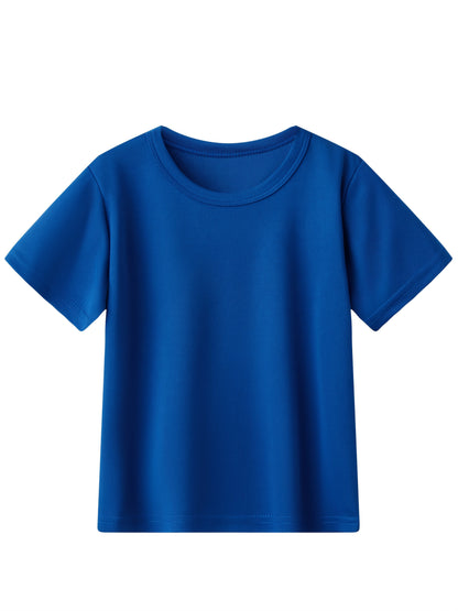 8pcs Kids Quick-Dry Mesh T-Shirts for 4-16 Years, Boys Girls Summer Breathable Short Sleeve Crew Neck Athletic Tops for Outdoor Running & Casual Wear