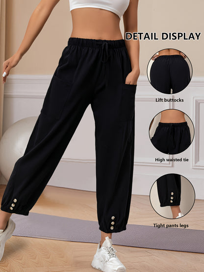 1pc Loose Fitting High Waisted Buttoned Loose Pants with Wide Legs for Both Men And Women, with Pockets for Easy Outings. Casual Pants with Elastic Waistband