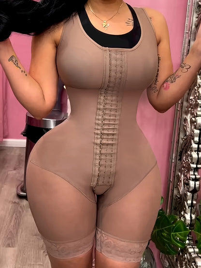 FeelinGirl Plus Size High Compression Fajas Colombianas Shapewear for Women - Full Body Tummy Control Suit with 3-Hook Front Closure, Curves Enhancer & Postpartum Bodysuit (No Padding) -