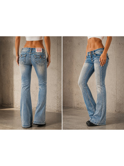 New Fashion Embroidered Jeans | High-Waist Hugging Slim Straight-Leg Pants