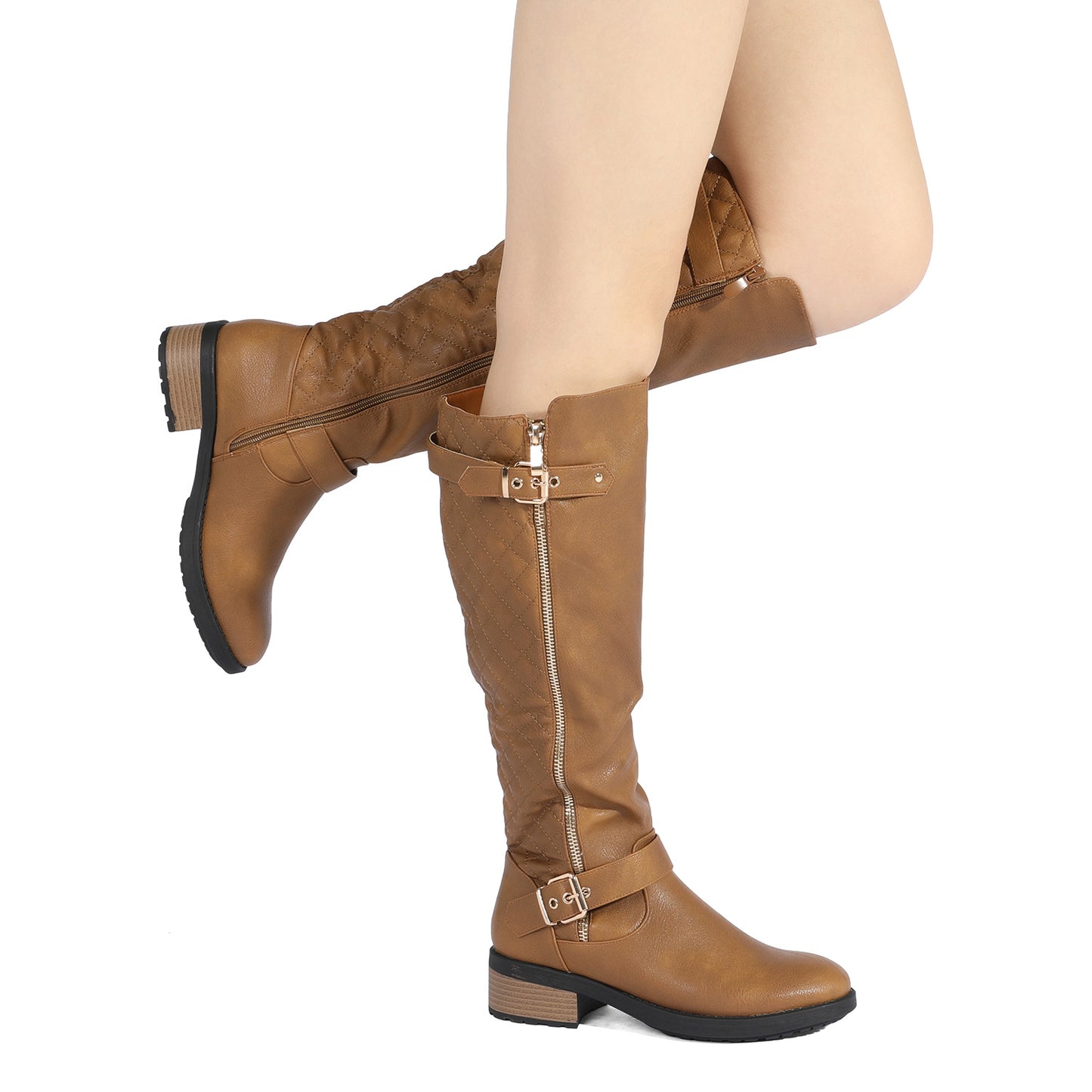 Women's Knee High Boots Wide Calf Low Heel Riding Boots With Side Zipper With Buckle Fall Tall Boots for Women Suitable for party, dance, shopping, walk, office. Perfect gift for friends, wife, sister, daughter.