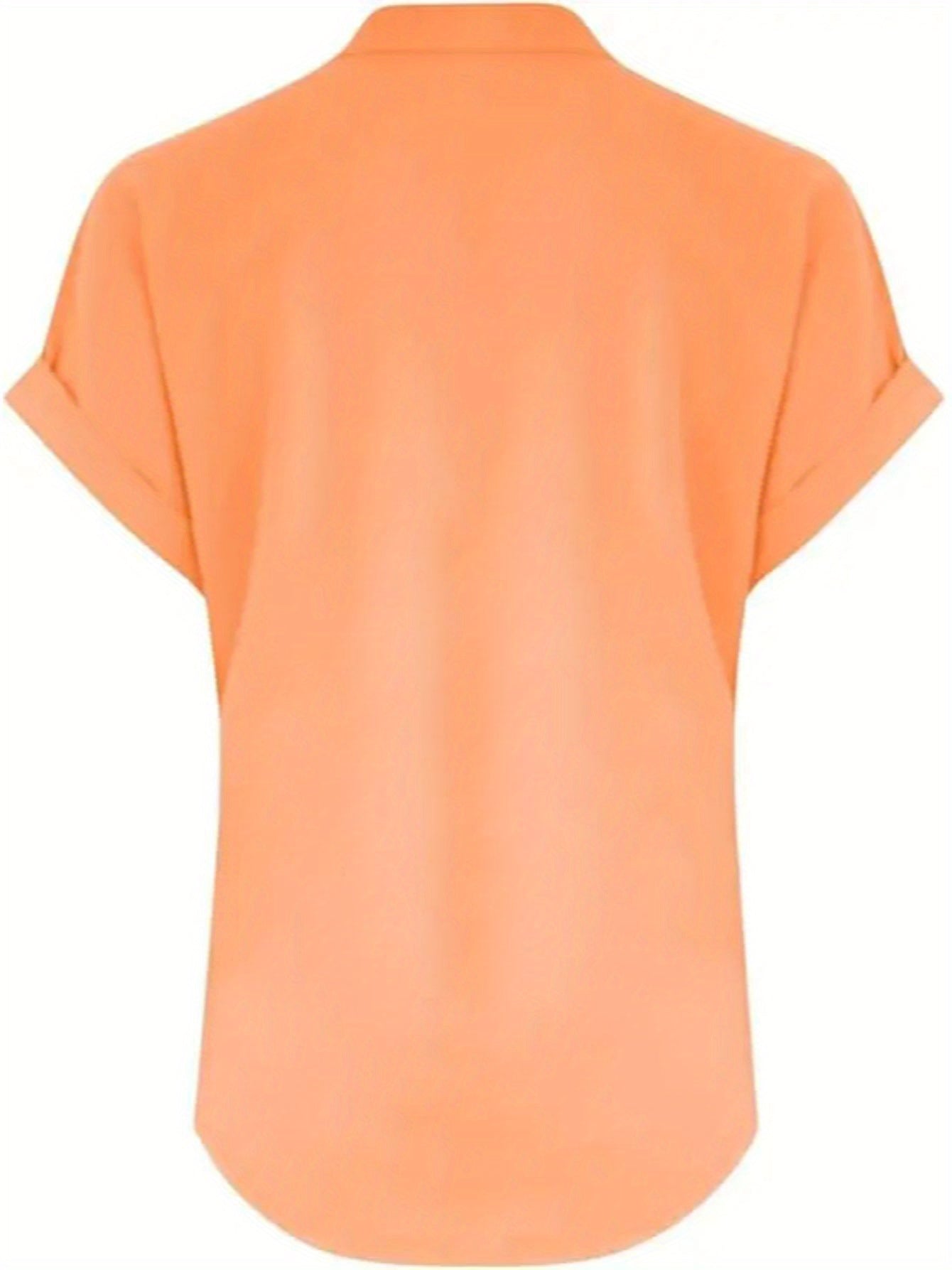 ZOELNIC Women's V-Neck Button-Front Placket T-Shirts - Short Sleeve Casual Summer Tops, Breathable Daily Wear Shirts Suitable for Spring/Summer, Solid Color Casual Wear, Machine Washable (No)