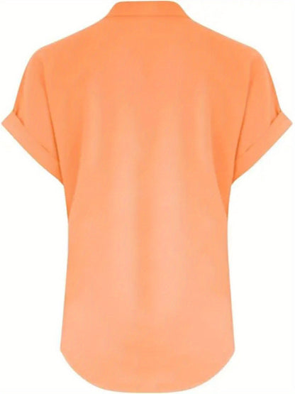 ZOELNIC Women's V-Neck Button-Front Placket T-Shirts - Short Sleeve Casual Summer Tops, Breathable Daily Wear Shirts Suitable for Spring/Summer, Solid Color Casual Wear, Machine Washable (No)