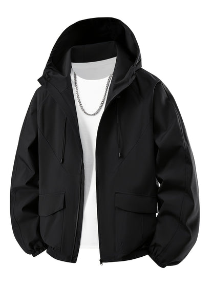 Men's Outdoor Windproof Jacket, Autumn Winter Casual Hiking Windproof Overcoat, Versatile Urban Outdoor Wear
