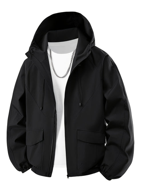 Men's Outdoor Windproof Jacket, Autumn Winter Casual Hiking Windproof Overcoat, Versatile Urban Outdoor Wear