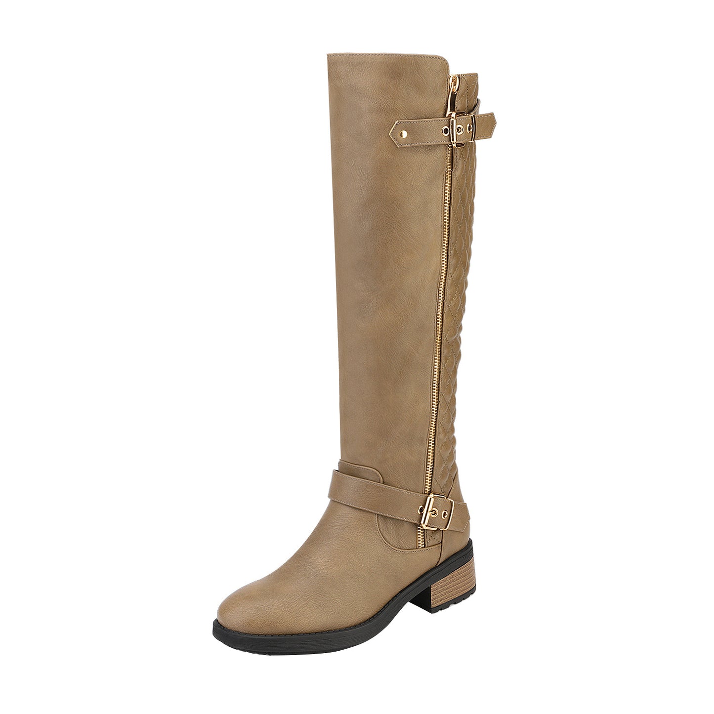 Women's Knee High Boots Wide Calf Low Heel Riding Boots With Side Zipper With Buckle Fall Tall Boots for Women Suitable for party, dance, shopping, walk, office. Perfect gift for friends, wife, sister, daughter.